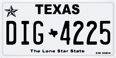 TX license plate DIG4225
