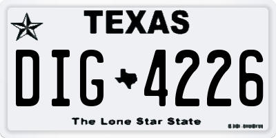 TX license plate DIG4226