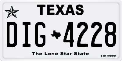 TX license plate DIG4228