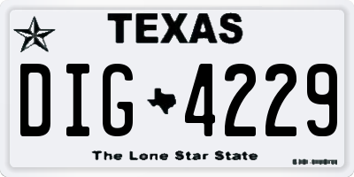 TX license plate DIG4229