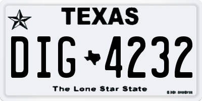 TX license plate DIG4232