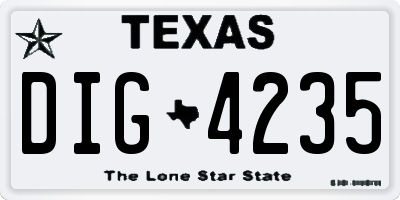 TX license plate DIG4235