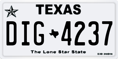 TX license plate DIG4237