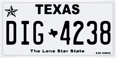 TX license plate DIG4238