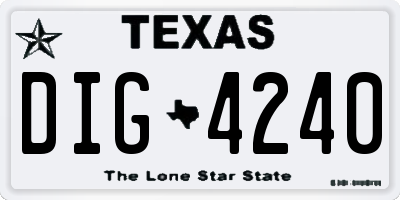 TX license plate DIG4240