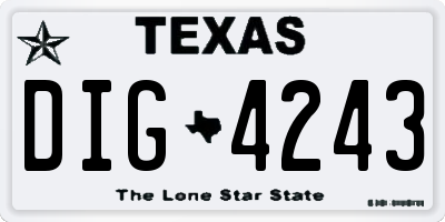 TX license plate DIG4243