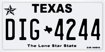 TX license plate DIG4244