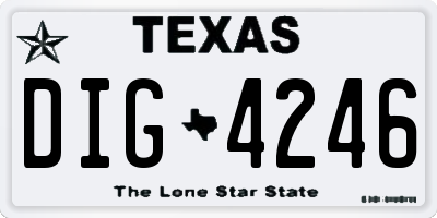 TX license plate DIG4246