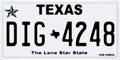 TX license plate DIG4248