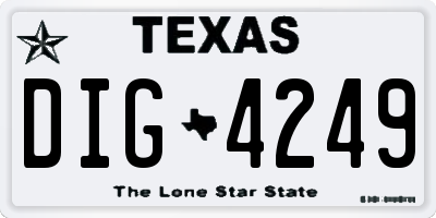 TX license plate DIG4249
