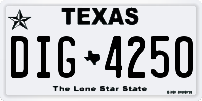 TX license plate DIG4250