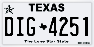 TX license plate DIG4251