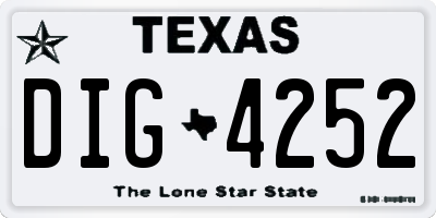 TX license plate DIG4252