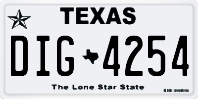 TX license plate DIG4254