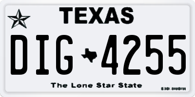 TX license plate DIG4255