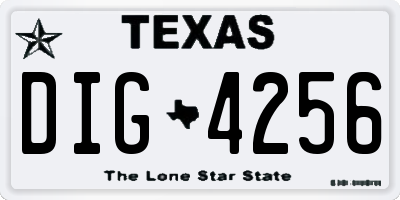 TX license plate DIG4256