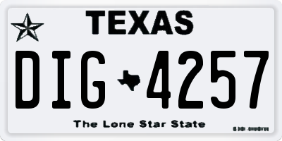 TX license plate DIG4257