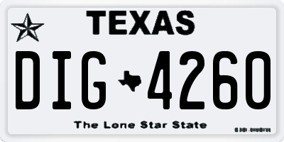 TX license plate DIG4260