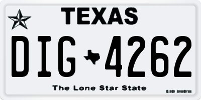 TX license plate DIG4262