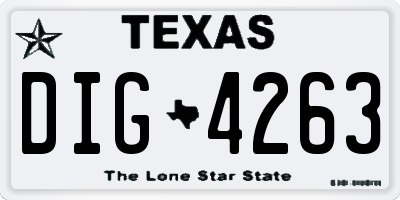 TX license plate DIG4263