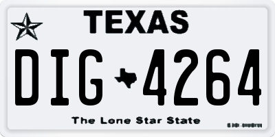 TX license plate DIG4264