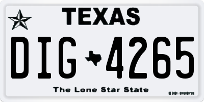 TX license plate DIG4265