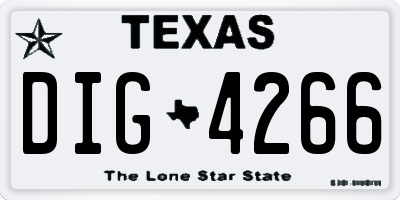 TX license plate DIG4266