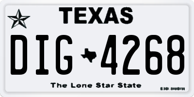 TX license plate DIG4268