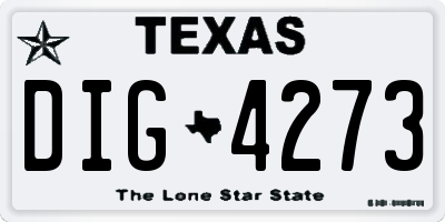 TX license plate DIG4273
