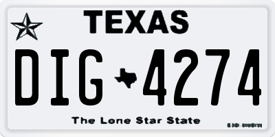 TX license plate DIG4274