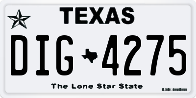 TX license plate DIG4275