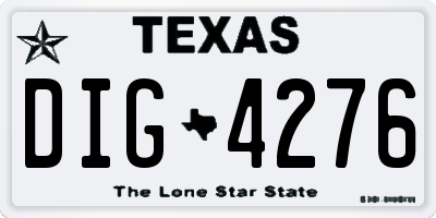 TX license plate DIG4276