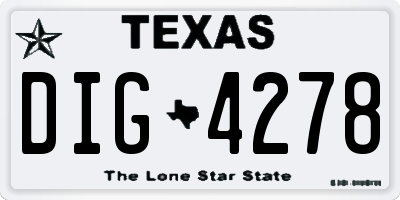 TX license plate DIG4278