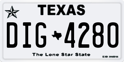 TX license plate DIG4280