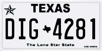 TX license plate DIG4281