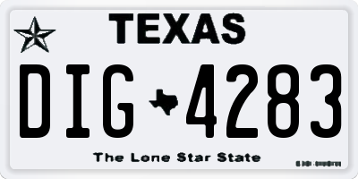 TX license plate DIG4283