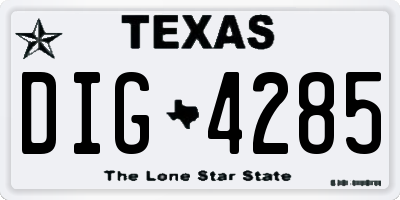 TX license plate DIG4285