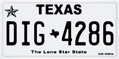 TX license plate DIG4286