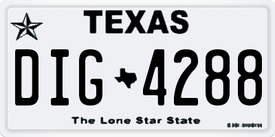 TX license plate DIG4288
