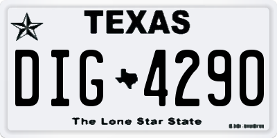 TX license plate DIG4290