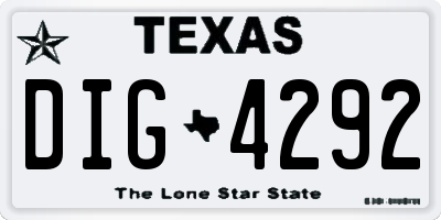 TX license plate DIG4292
