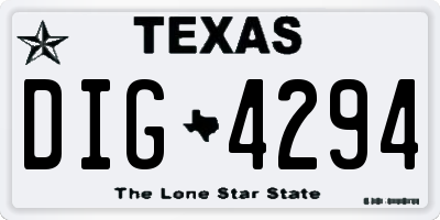 TX license plate DIG4294