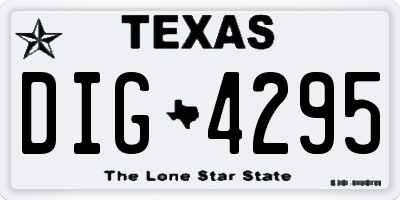 TX license plate DIG4295
