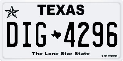 TX license plate DIG4296
