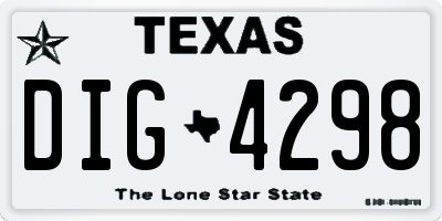 TX license plate DIG4298