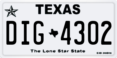 TX license plate DIG4302