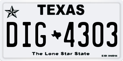TX license plate DIG4303