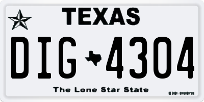 TX license plate DIG4304