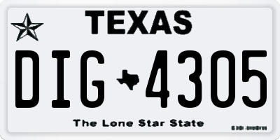 TX license plate DIG4305