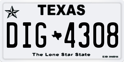 TX license plate DIG4308